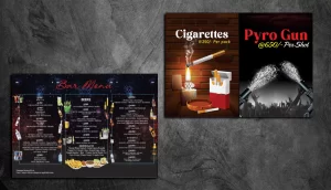 Menu, bar menu, pub menu, club menu,